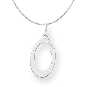 Silver, Sophia Collection, Small Script Initial O Necklace - 24 In
